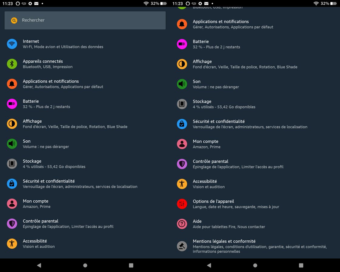Amazon Fire HD 8 - Réglages