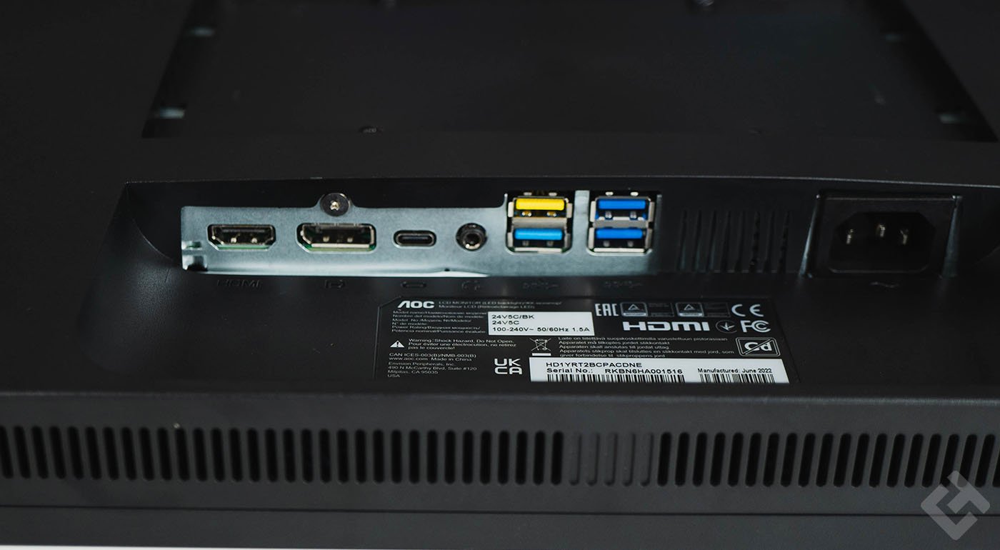 Connectiques de l'AOC 24V5C/BK
