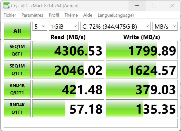 CrystalDiskMark Asus ROG Ally