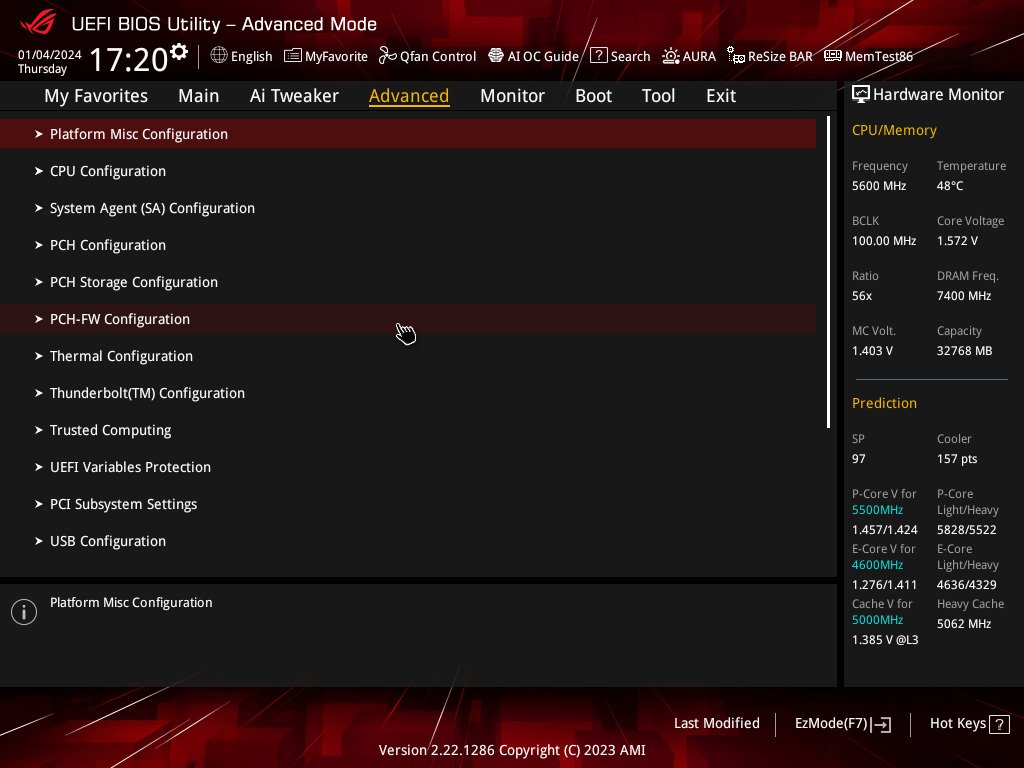 test asus rog strix z790 e gaming wifi ii bios 2