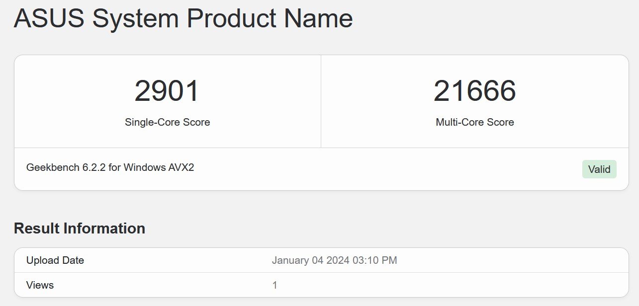 test asus rog strix z790 e gaming wifi ii geekbench