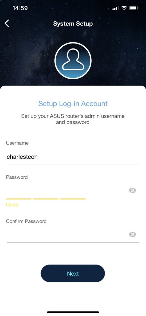 Configuration compte administrateur Asus TUF AX4200