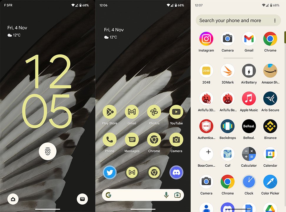 Interface du Pixel 7