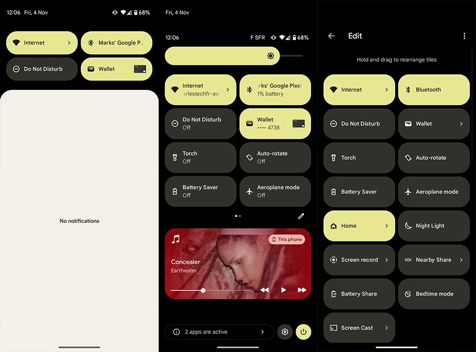 Interface du Pixel 7