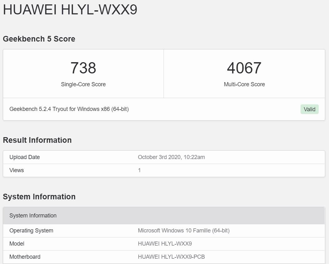 geekbench du honor magicbook pro