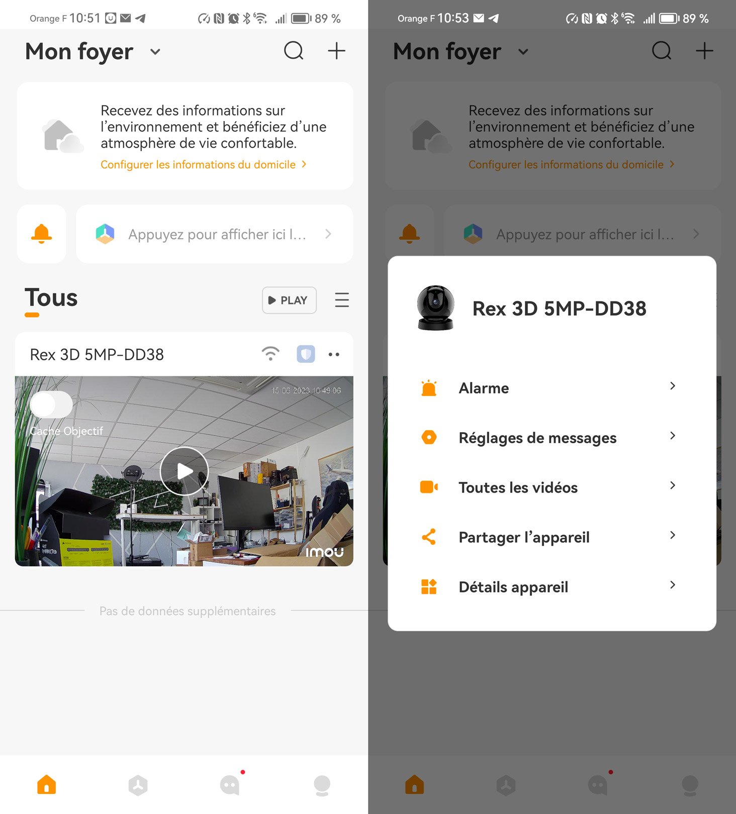 configuration de la imou rex 3D