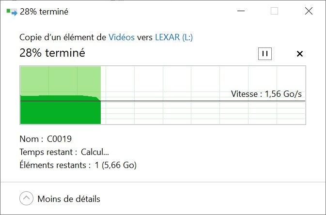 débit en copie manuelle lexar nm700