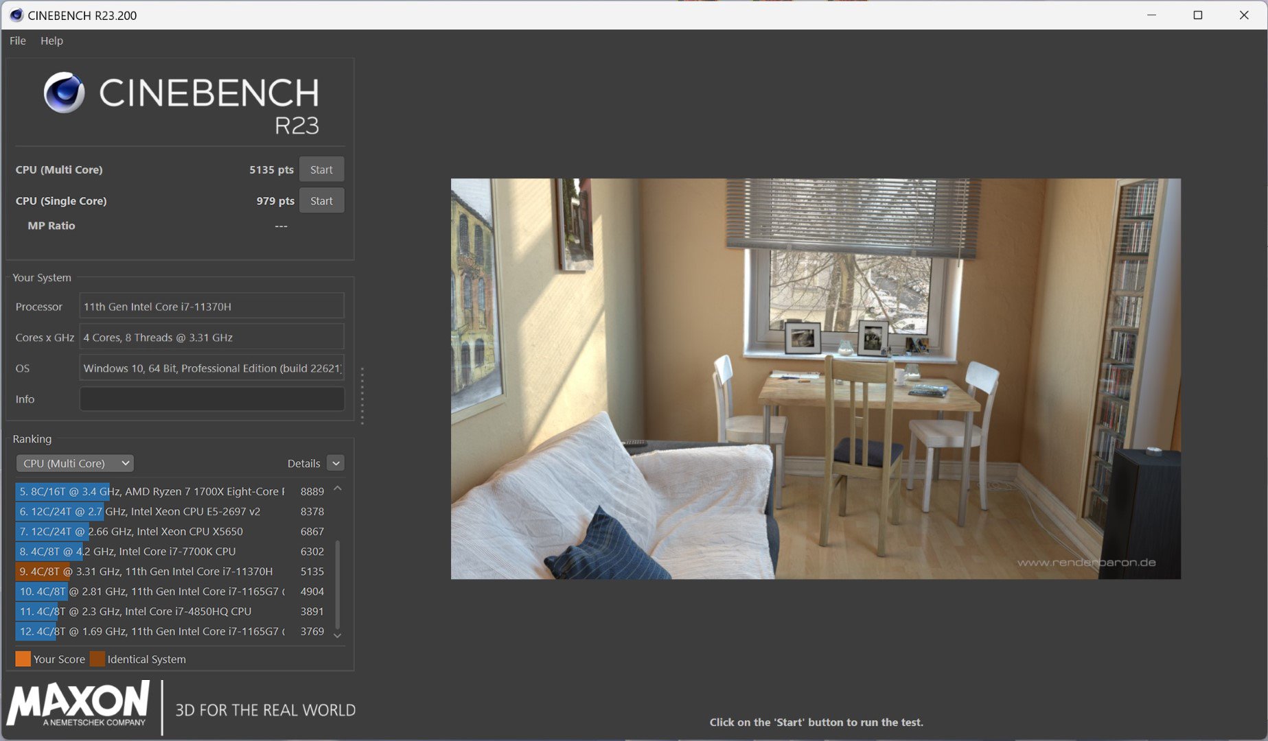 CineBench R23 Microsoft Surface Studio 2+.