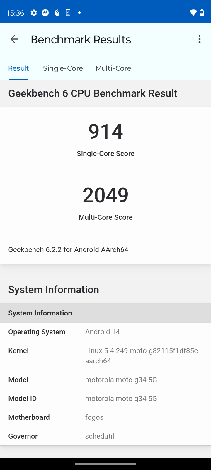 test motorola g34 performances 3