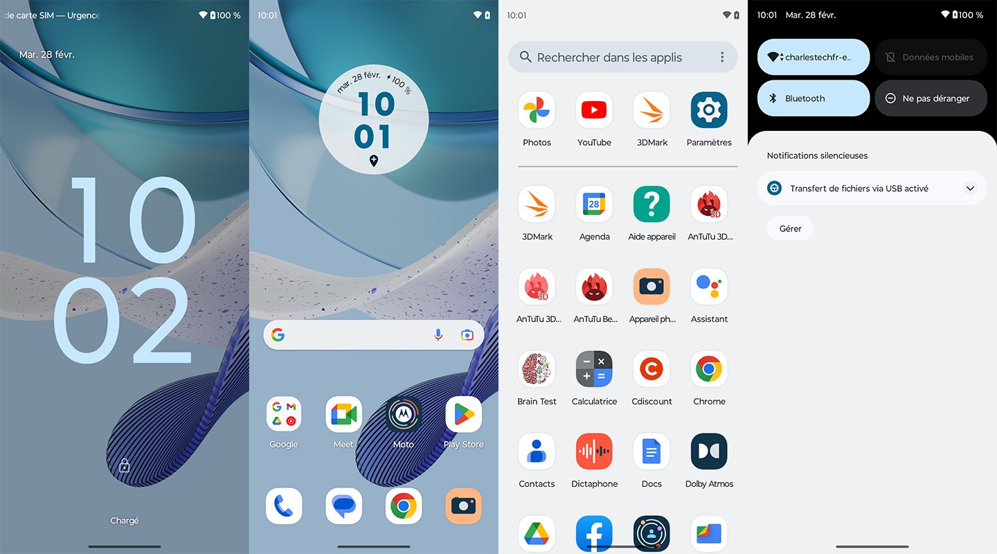 Interface du Motorola Moto G53