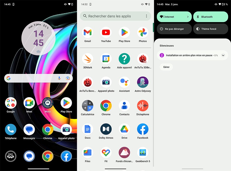 Interface du Motorola Razr 2022