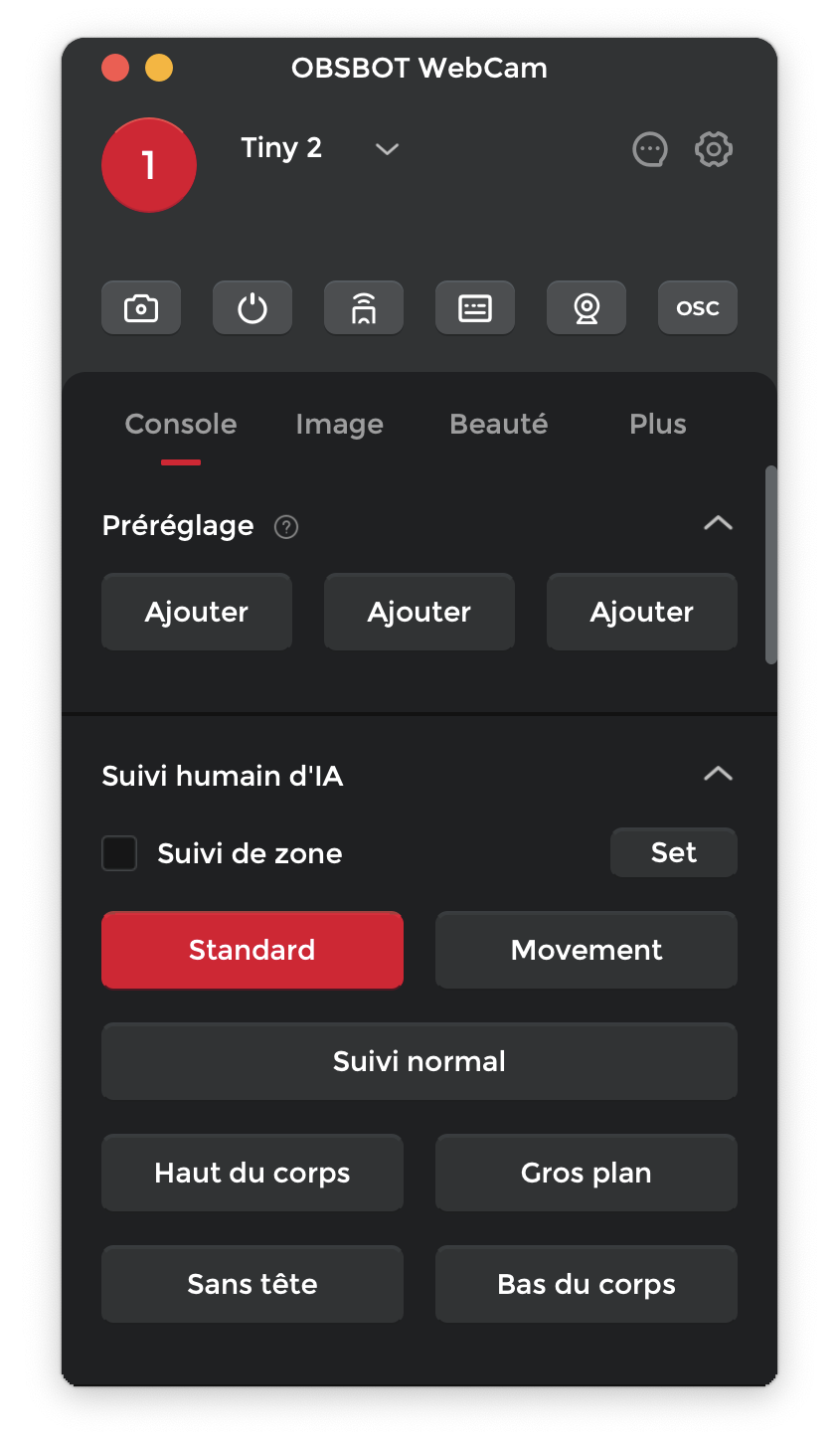 obsbot tiny 2 logiciel