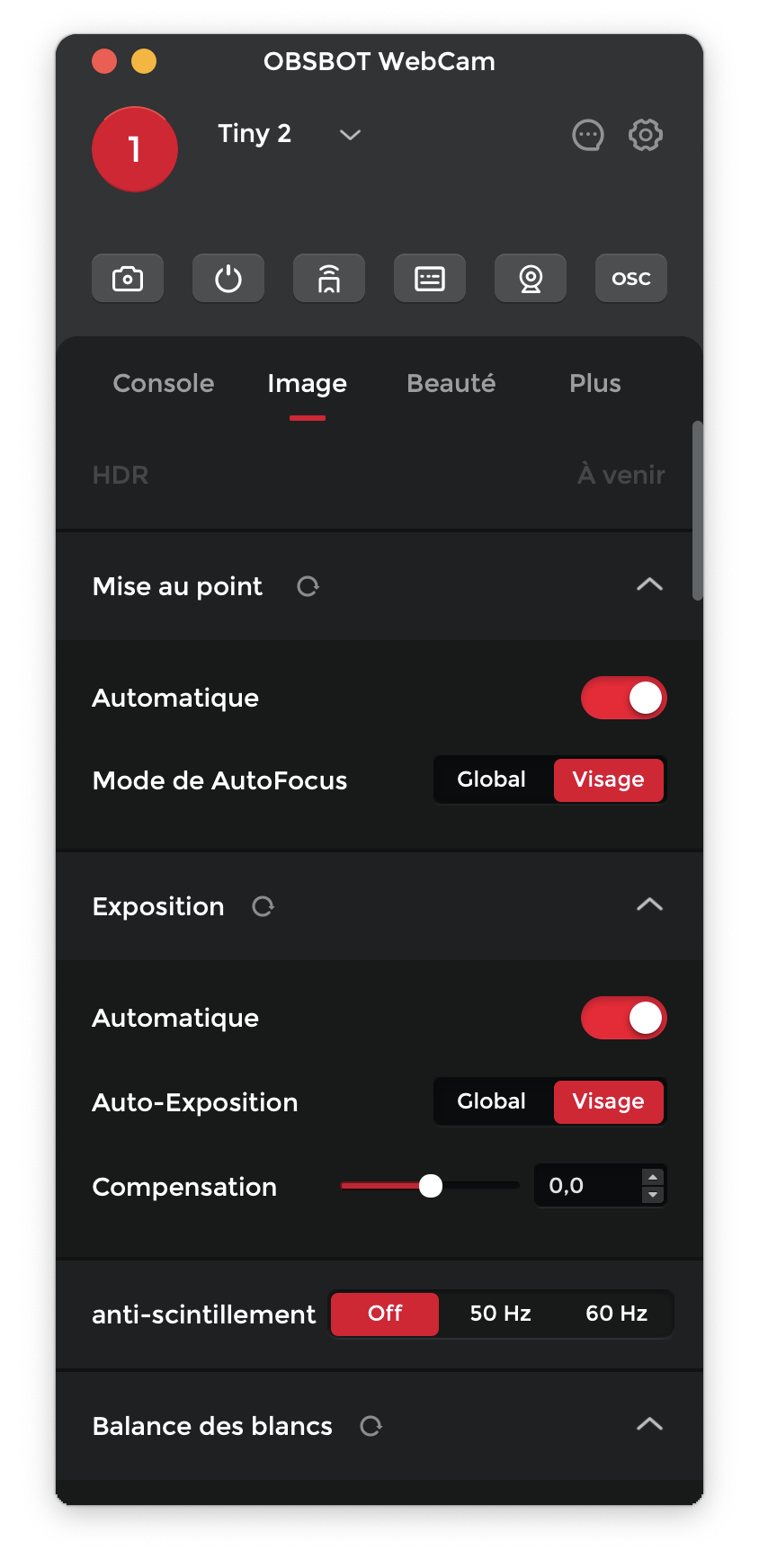 obsbot tiny 2 logiciel