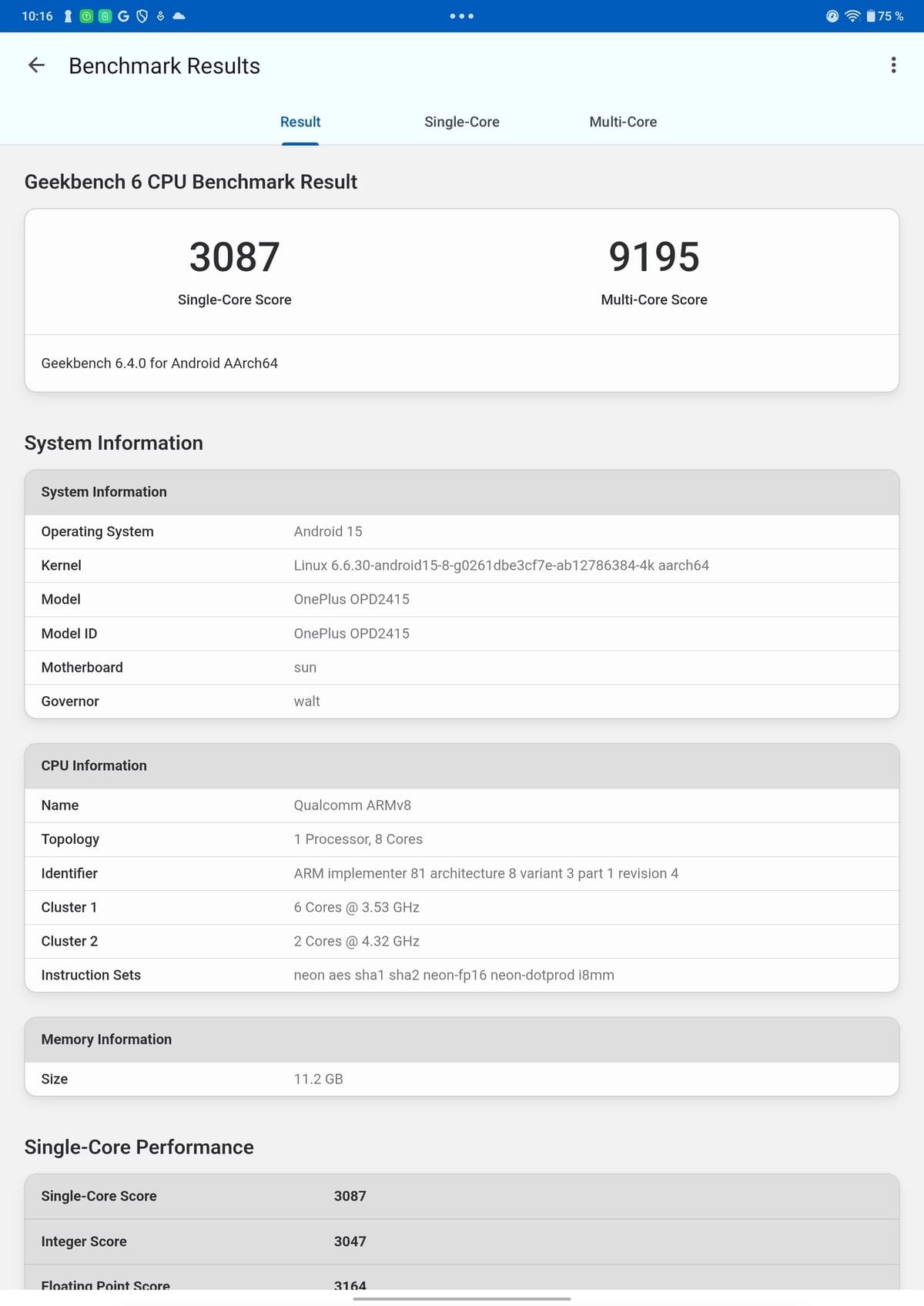 performances de la oneplus pad 3