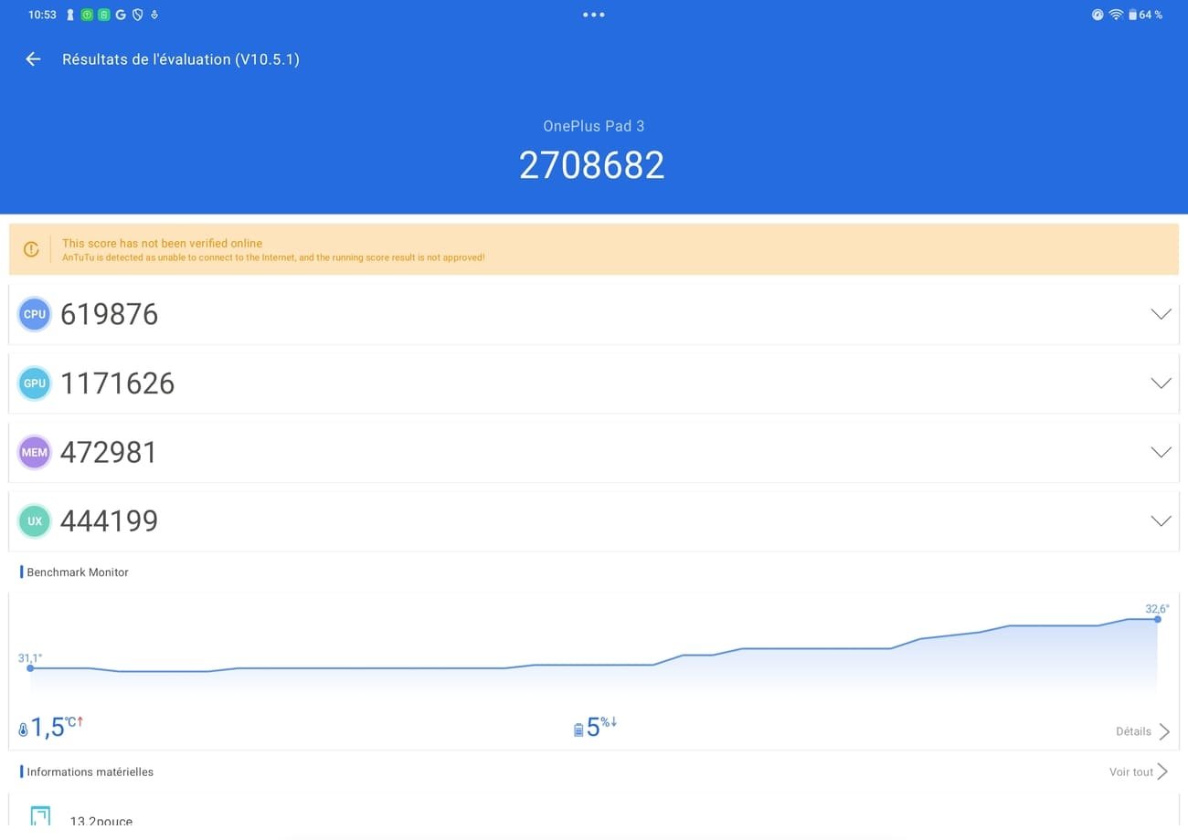 performances de la oneplus pad 3