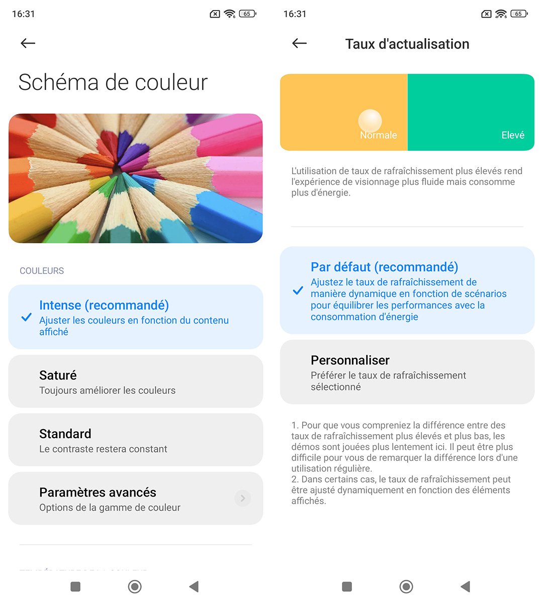 Paramètres écran Poco F5