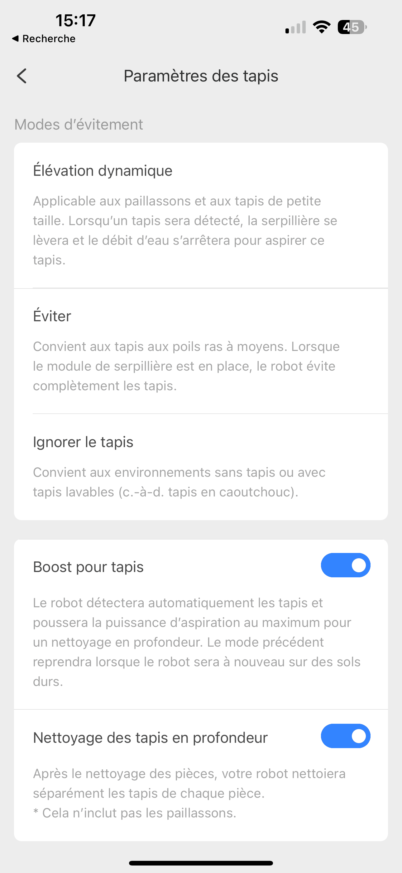 paramètres du roborock s8 pro ultra