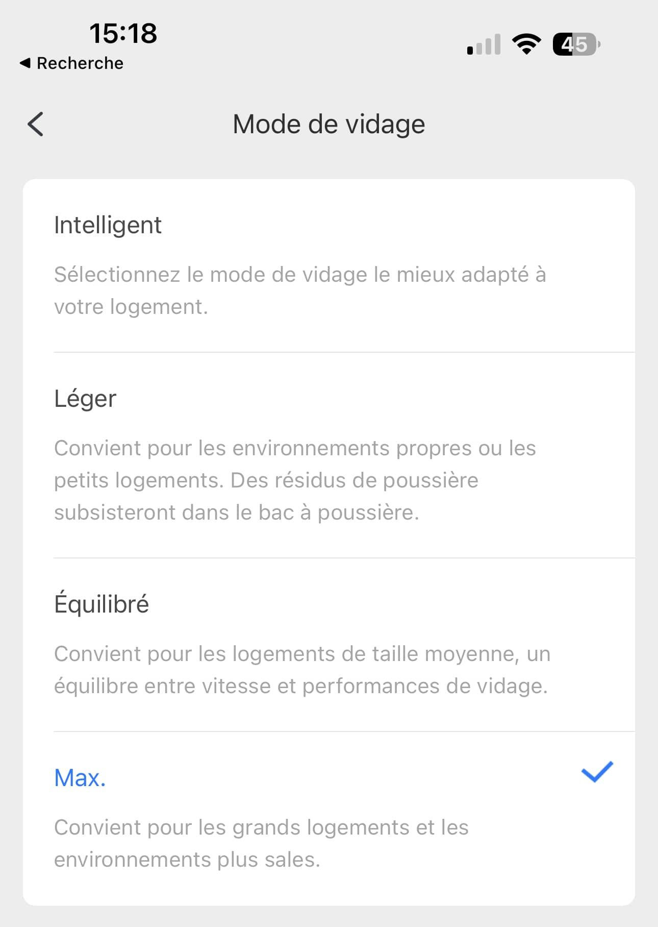 paramètres du roborock s8 pro ultra