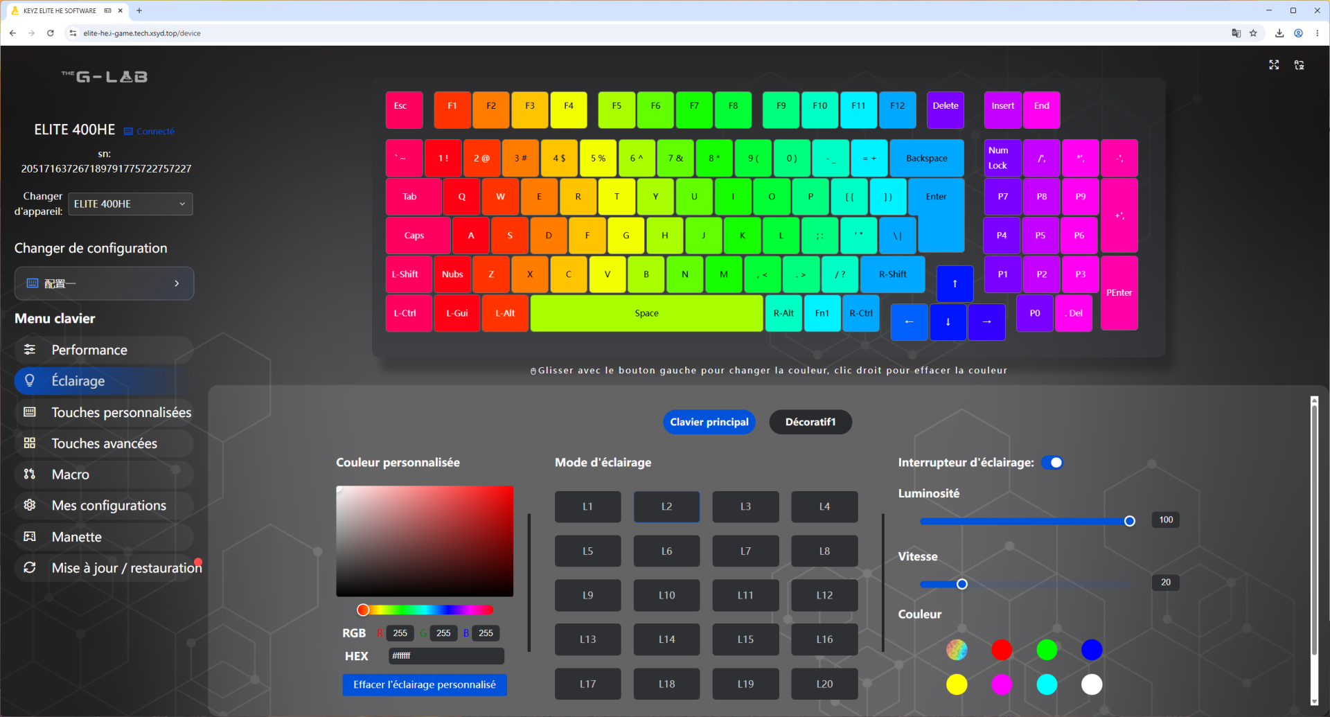 test du the g lab keyz elite 400 he