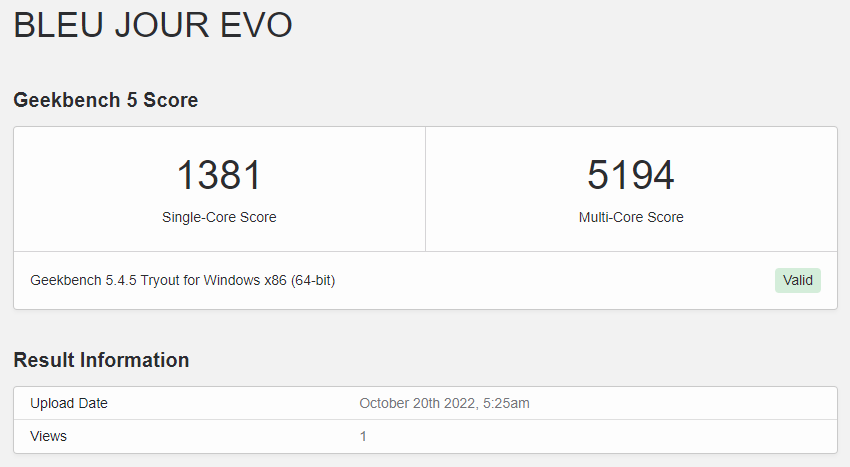 Geekbench 5 du Thomson M15 Evo