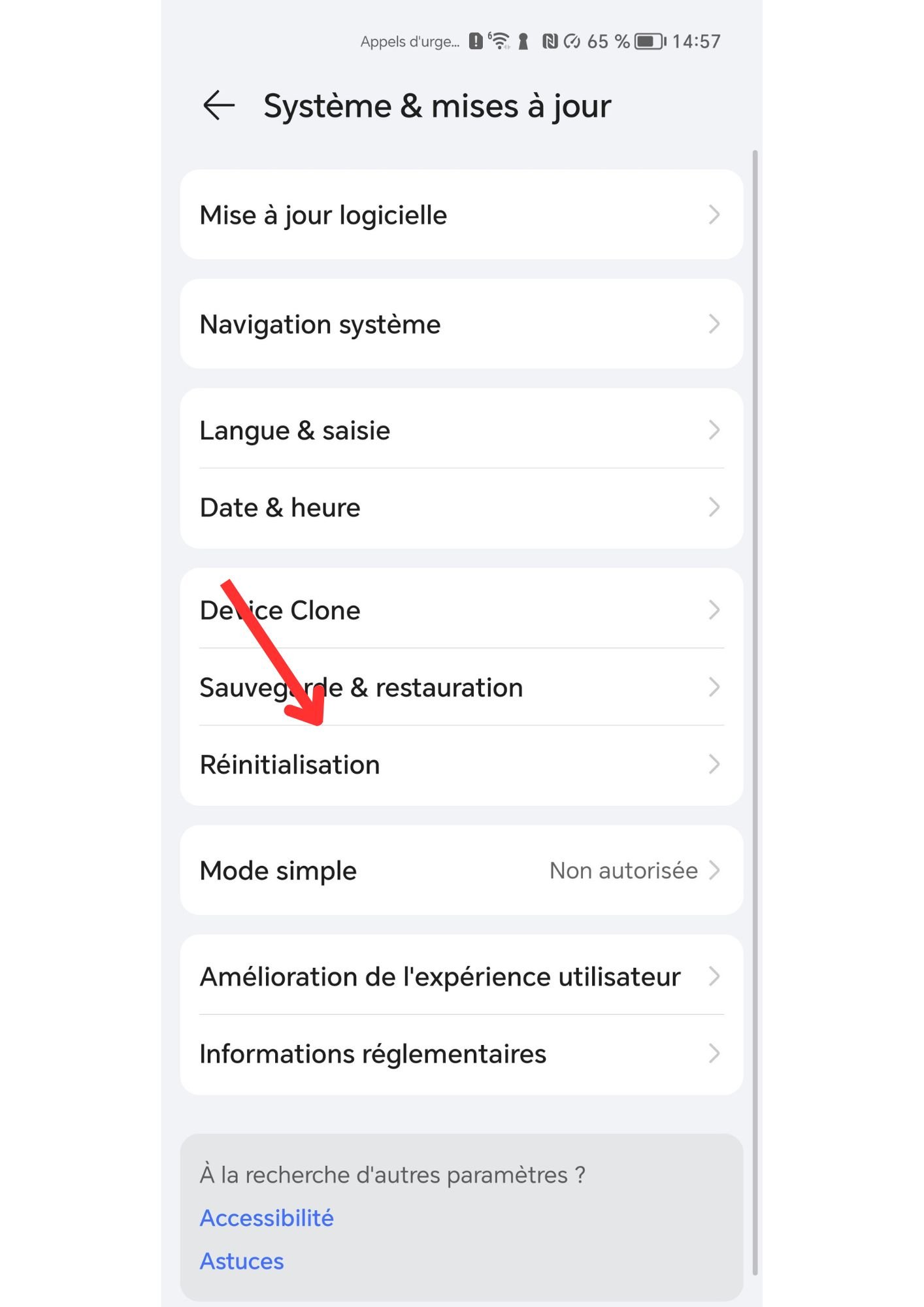 tuto réinitialisation honor