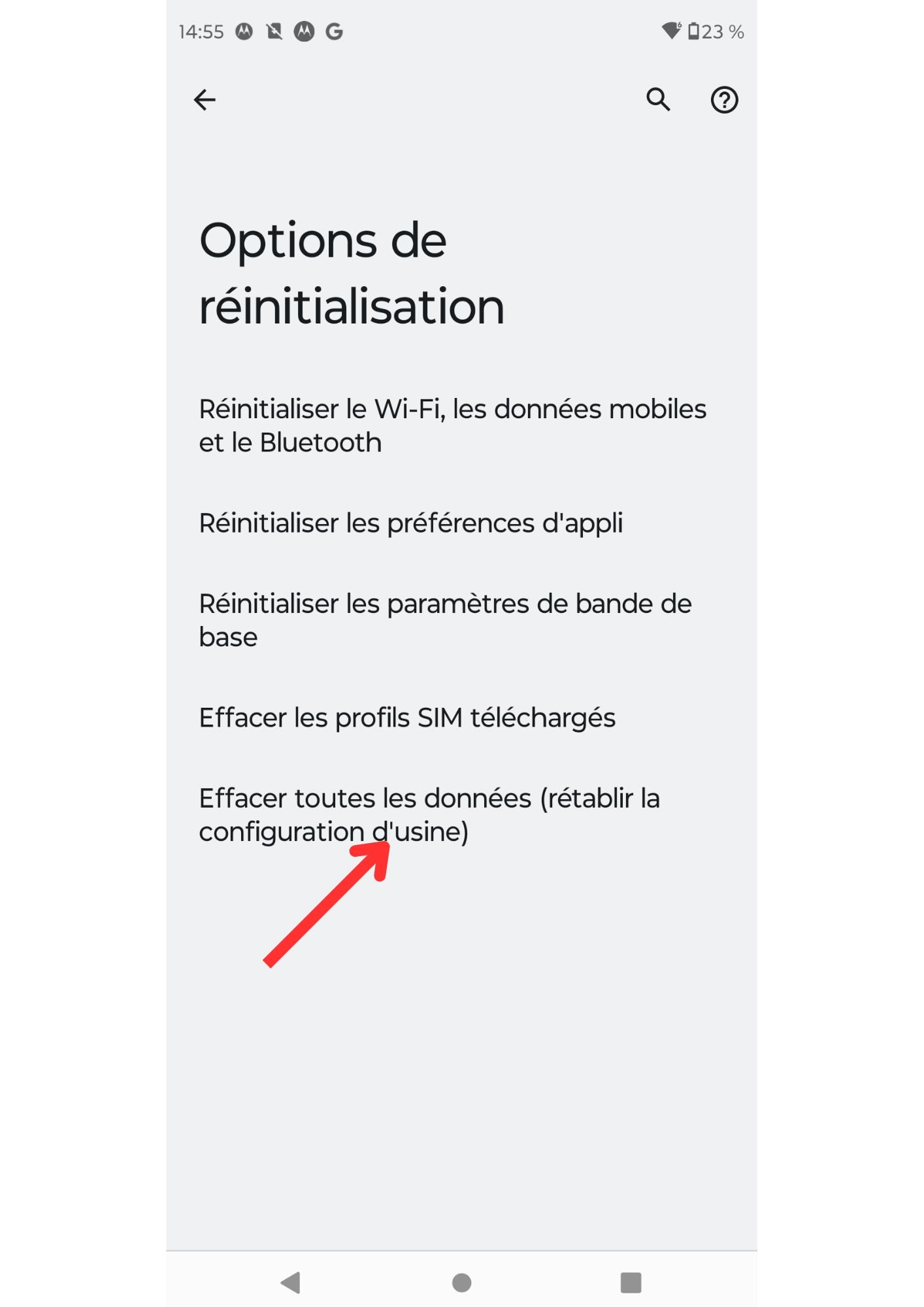 tuto réinitialisation motorola