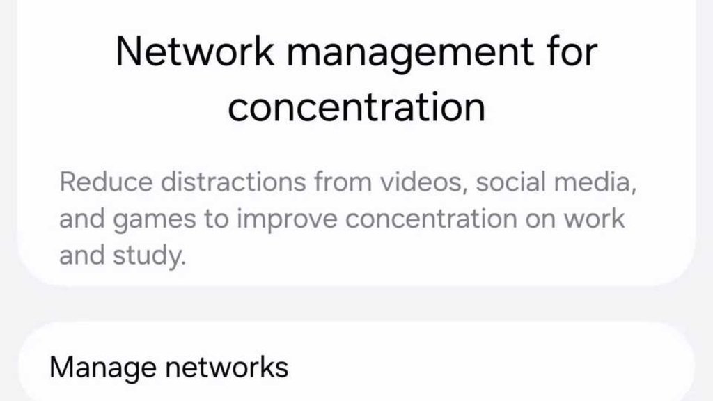 Samsung One UI 9 paramètre restriction réseau gestion concentration applications