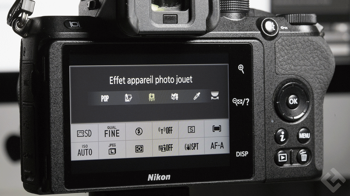 Nikon Z50 - menu Effet Jouet