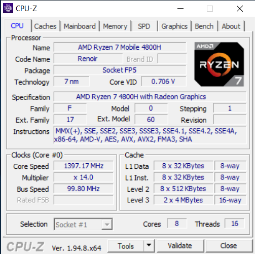 Acer Nitro 5 CPU-Z