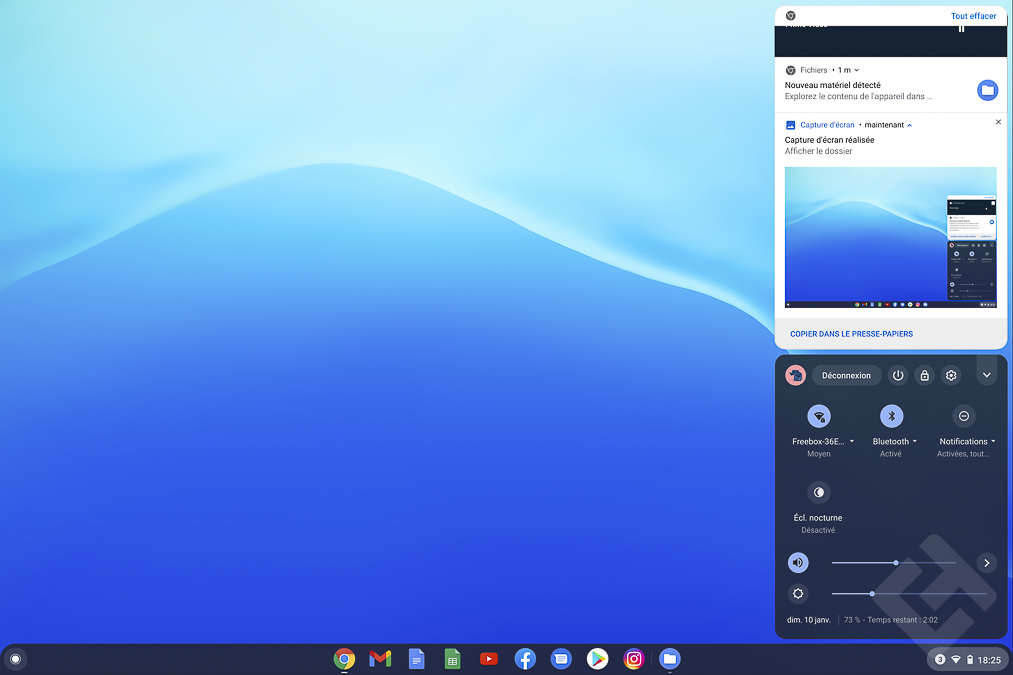 Acer ChromeBook Spin 713 - Accès rapide et notifications