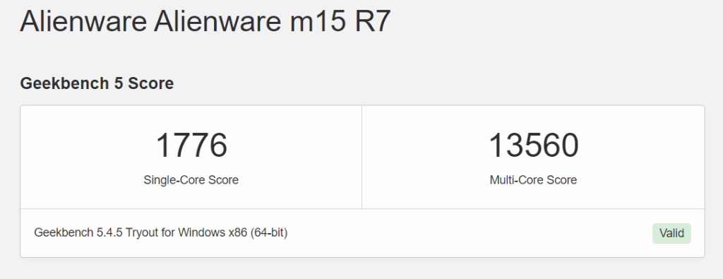 Alienware M15 R7 performance