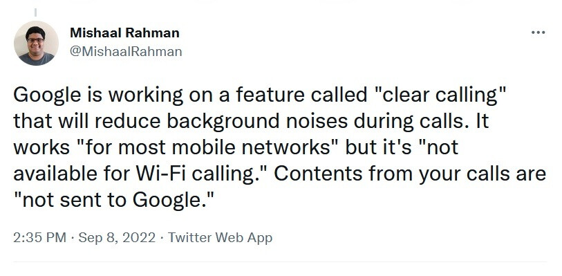Clear Calling supprimera les bruits de fond gênants de vos appels - La dernière bêta d'Android révèle de possibles futures fonctionnalités Pixel comme Clear Calling, Spatial Audio.