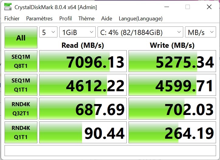 CrystalDiskMark sur le Asus Rog Strix Scar 17 G733Z