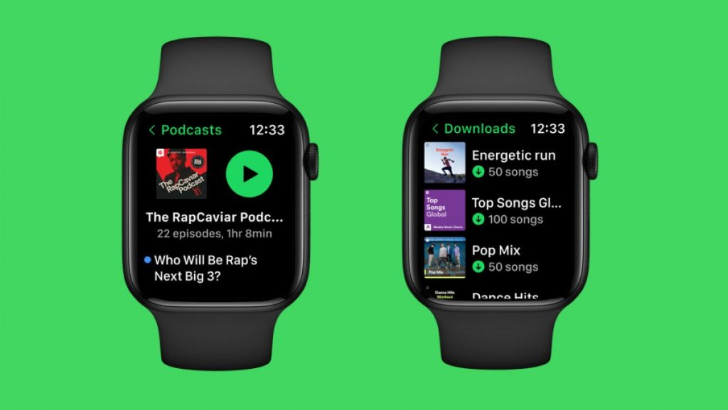 Apple watch nouveux interface spotify