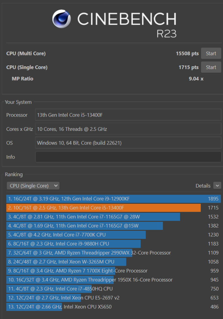 Test de l'Intel Core i5-13400F : processeur 10 cœurs économique et bon  marché pour jouer et travailler - Notebookcheck.fr