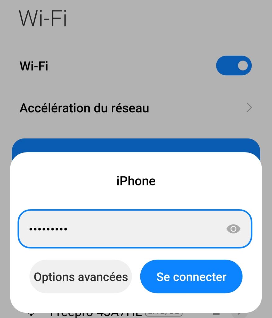 connexion en wi-fi à un iPhone