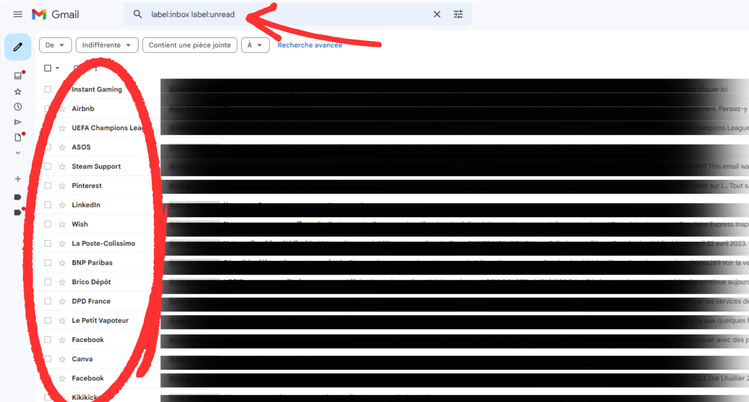 comment ne voir que les mails non lus sur gmail