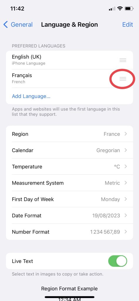tutoriel comment revenir au français sur son iPhone