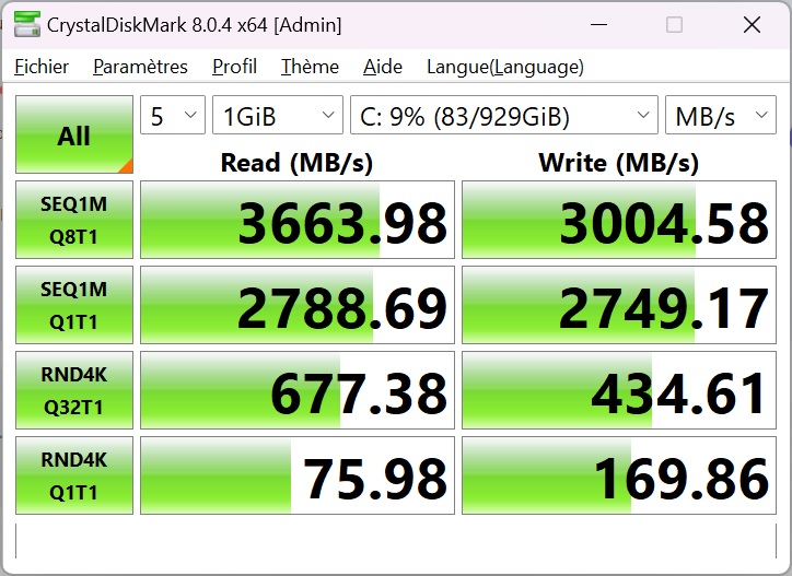 crystaldiskmark msi pulse 15 b13vgk SSD benchmark