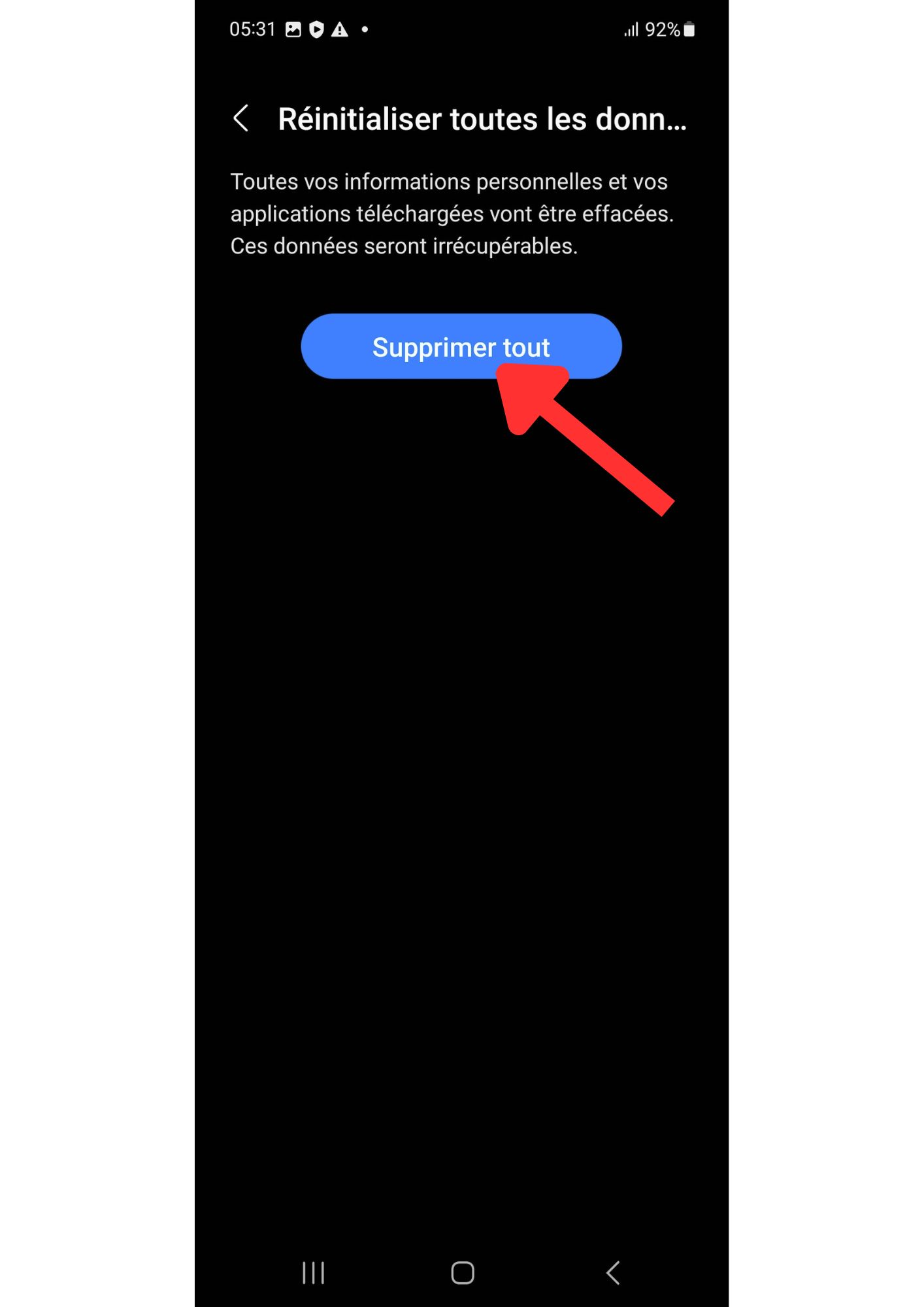 comment redemarrer un tel samsung