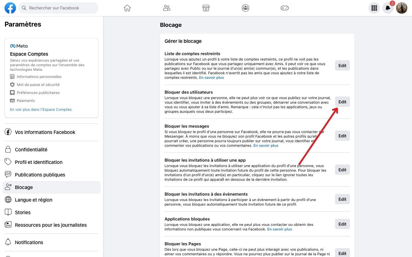 comment trouver un contact bloqué sur facebook