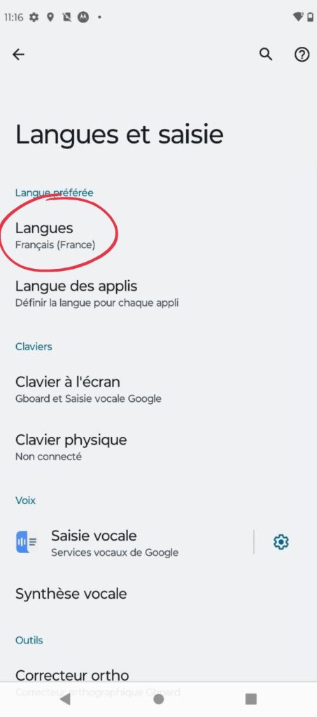 comment changer la langue d'un motorola