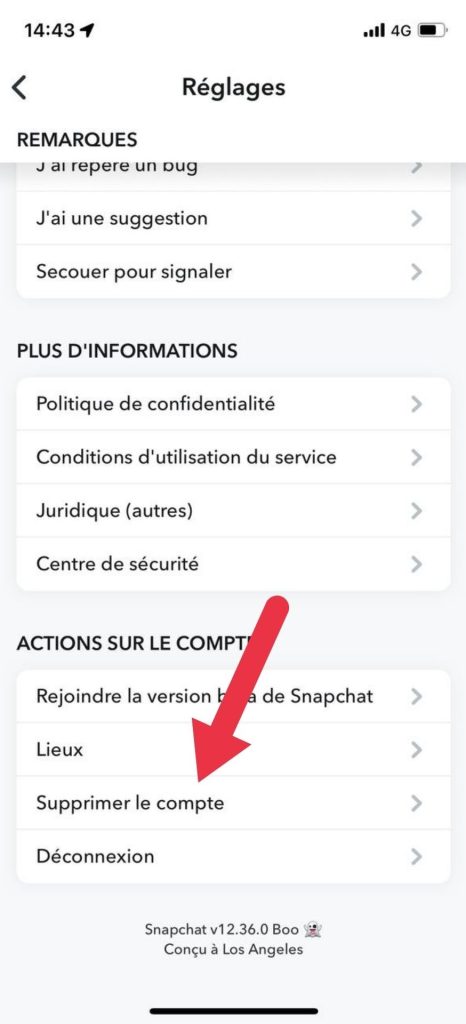 tuto comment supprimer son compte snap
