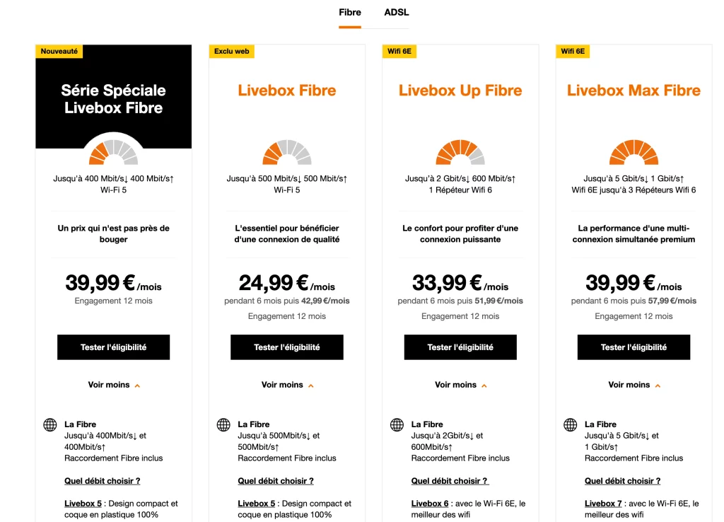 Offres fibre internet Orange avec Livebox 7 2023