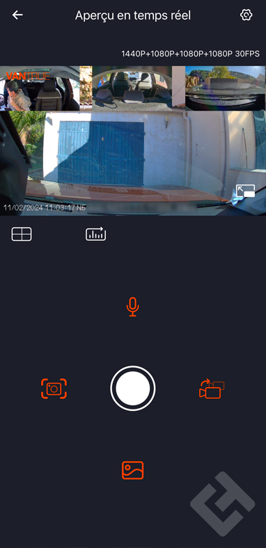 Test Vantrue Nexus 5 - Application - aperçu en temps réel