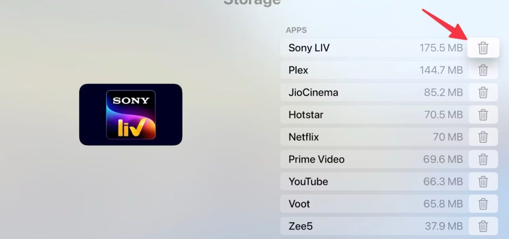 supprimer application apple tv