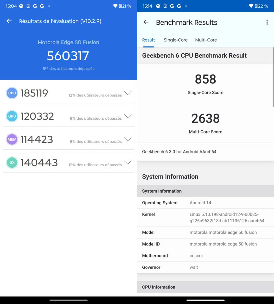 test performances motorola edge 50 fusion 3