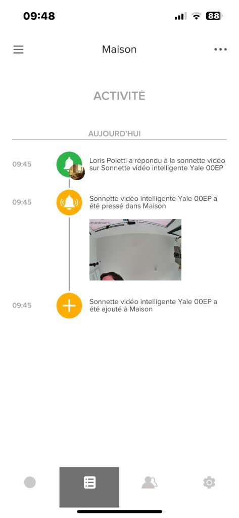 Activités Yale Video Doorbell