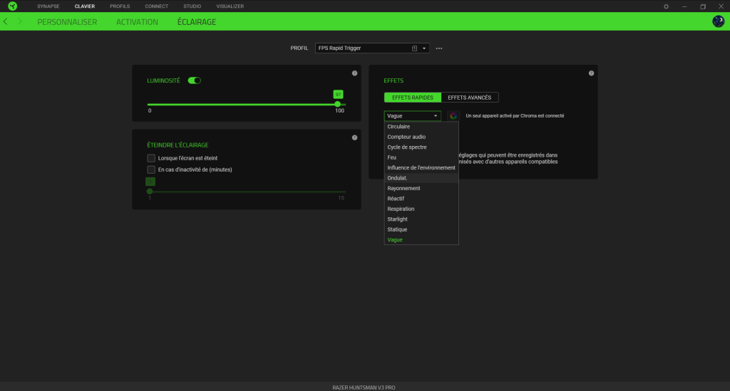 Effets d'éclairage Razer Synapse