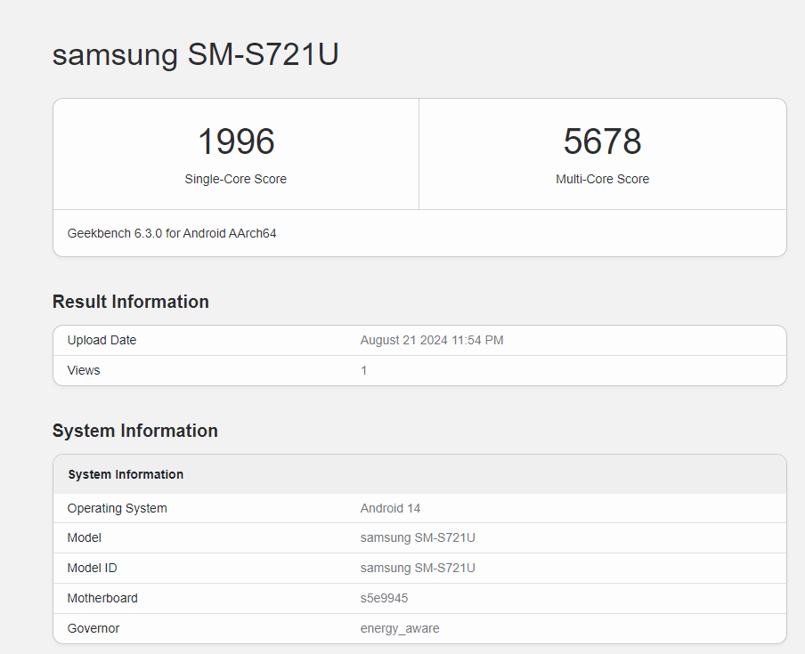 samsung galaxy s24 fe benchmark